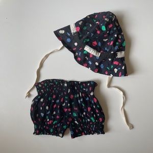 Noé and Zoé baby sun hat and matching shorts 0-3 months
